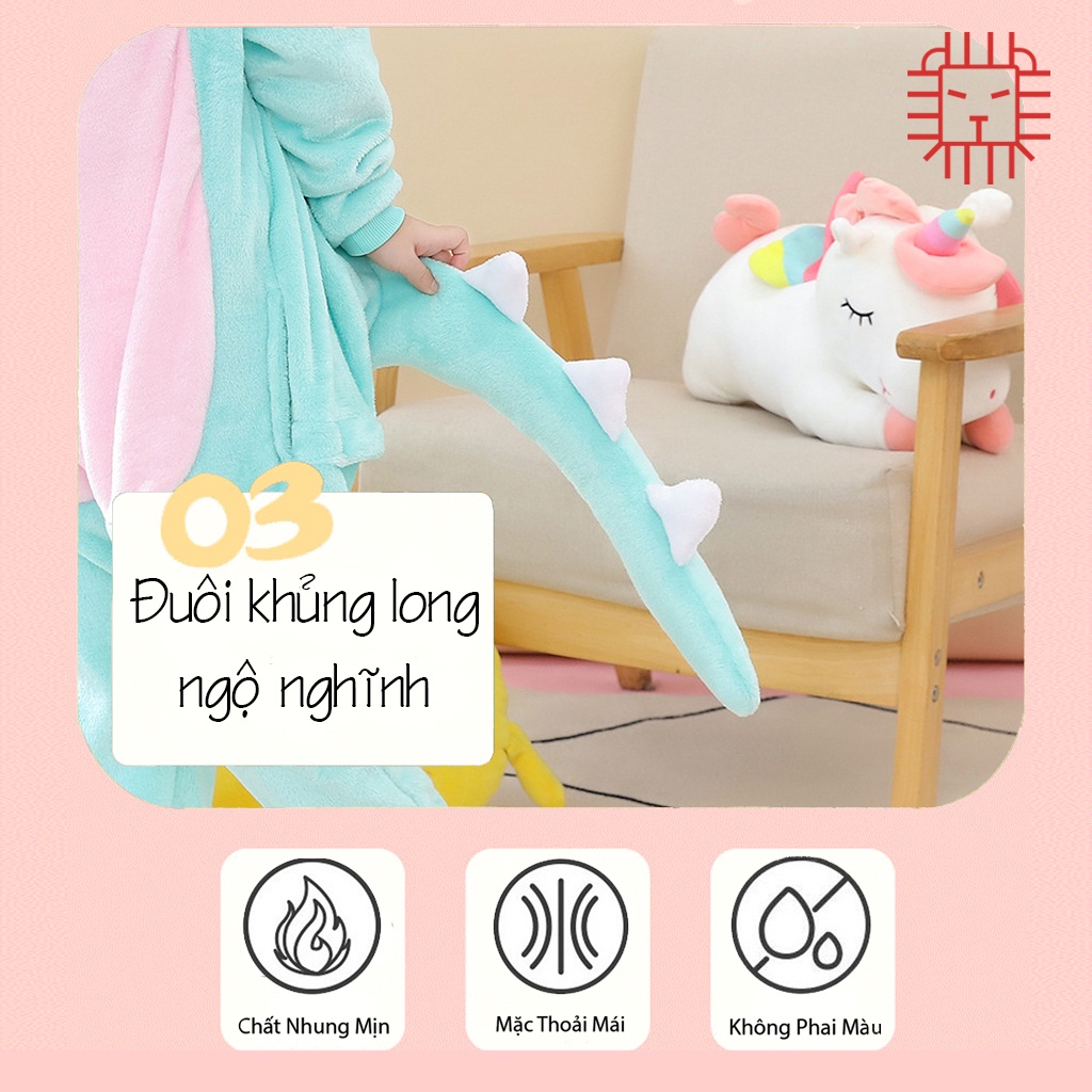 Bộ Khủng Long Xanh Mint Cho Bé - Chất Nhung Mịn (Đủ size)