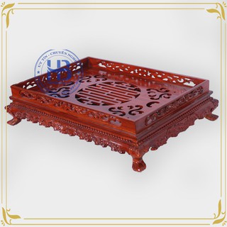 Khay trà chân quỳ phòng khách gỗ hương đẹp chạm rồng