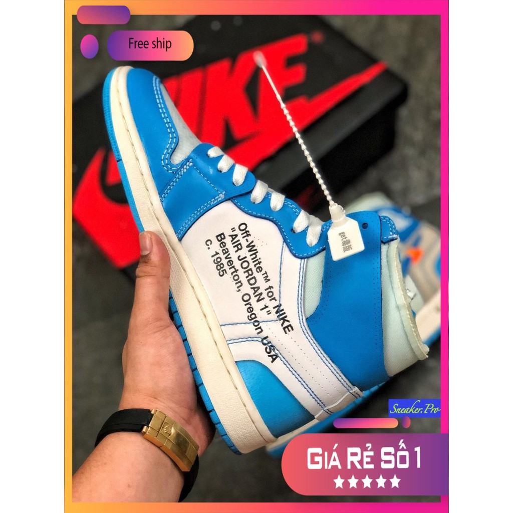 (FREESHIP+HỘP) Giày thể thao Air Jordan 1 Retro High Off-White University Blue siêu phong cách ⁸ :; ` ; , ‣ , $ Ⓡ # ˢ :