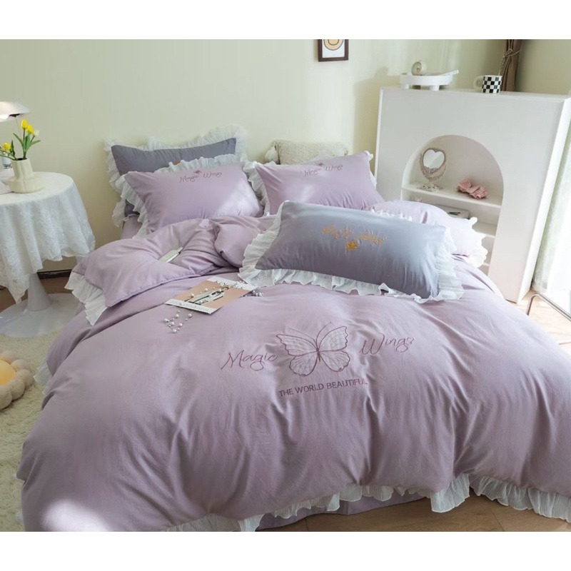 Bộ Chăn Ga Gối Cotton Voan Bèo cao cấp-Chất Cotton Mềm Mịn Thoáng Mát Có Hộp Đựng Sang Trọng Hàng Nhập Khẩu Mới Nhất2022