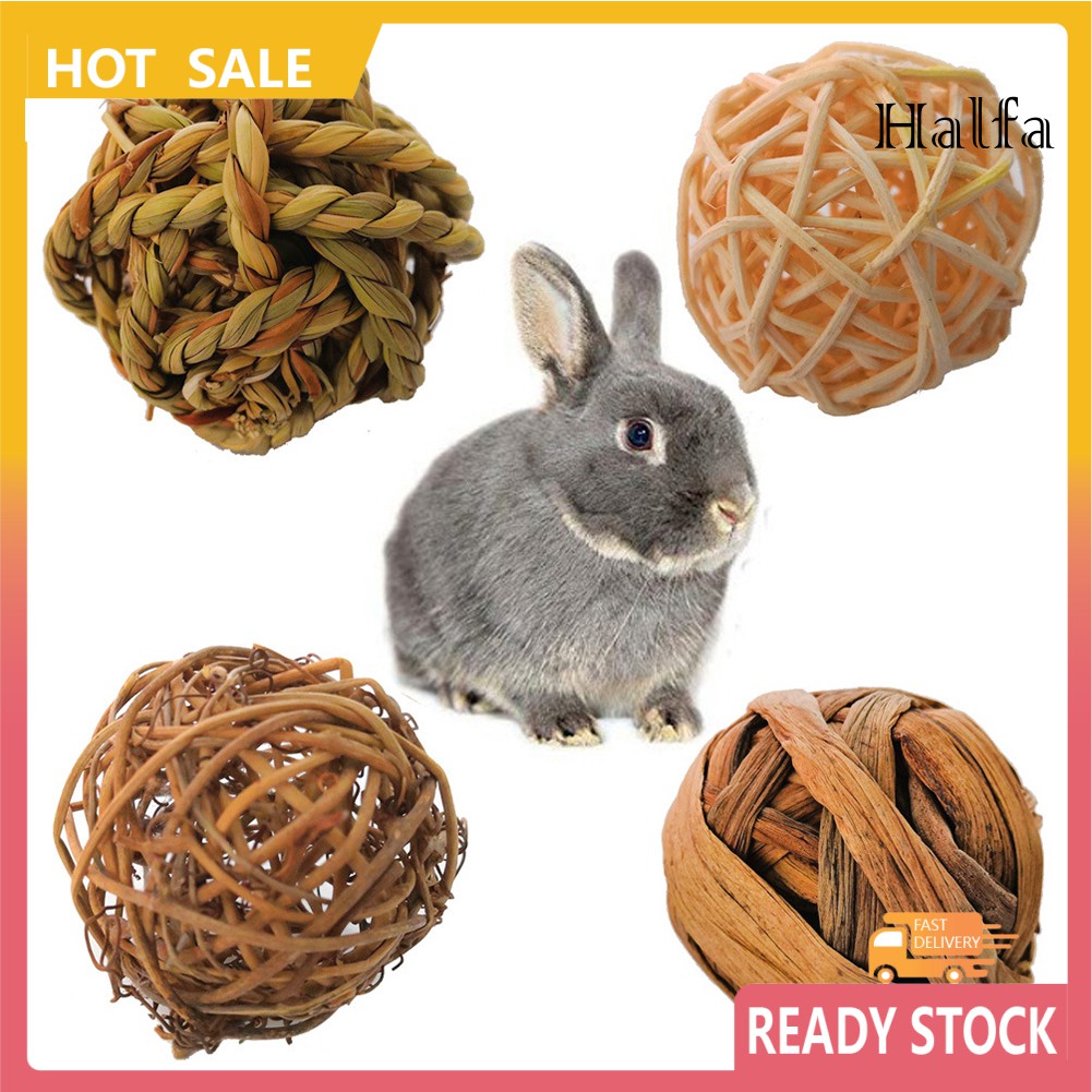 Bộ 4 Quả Bóng Rơm Chống Cắn Dùng Làm Đồ Chơi Cho Chim Vẹt