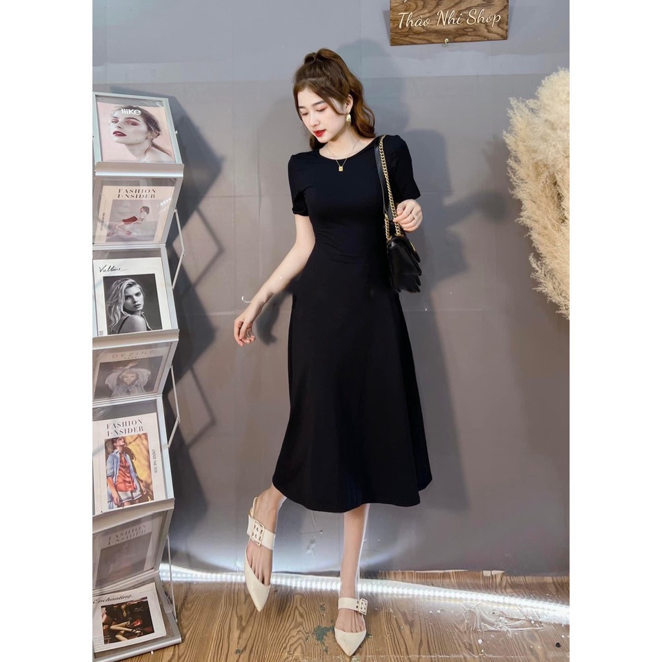 Váy nơ lưng len tăm dáng xòe tôn eo ngắn tay MIVOSA VN205