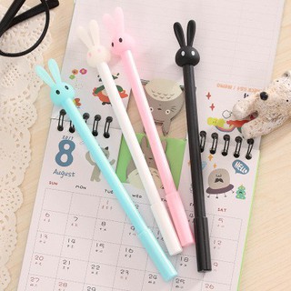 Bút đầu thỏ tai dài bút cute bút dễ thương bút kute viết gel màu đen
