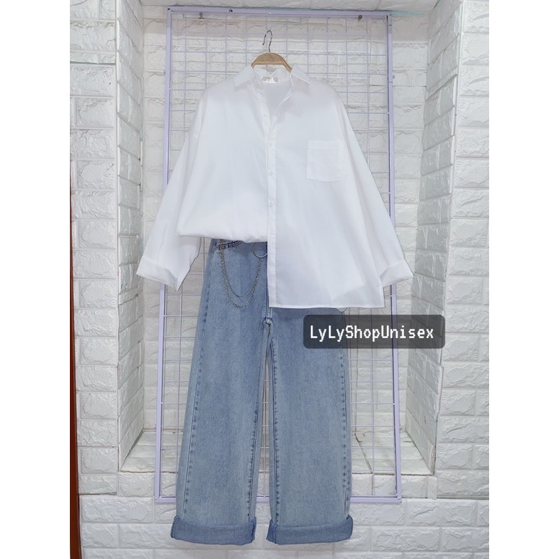 Áo sơ mi trắng nữ Lylyshop, áo sơ mi nữ form rộng freesize phối túi phong cách unisex - ullzang | BigBuy360 - bigbuy360.vn