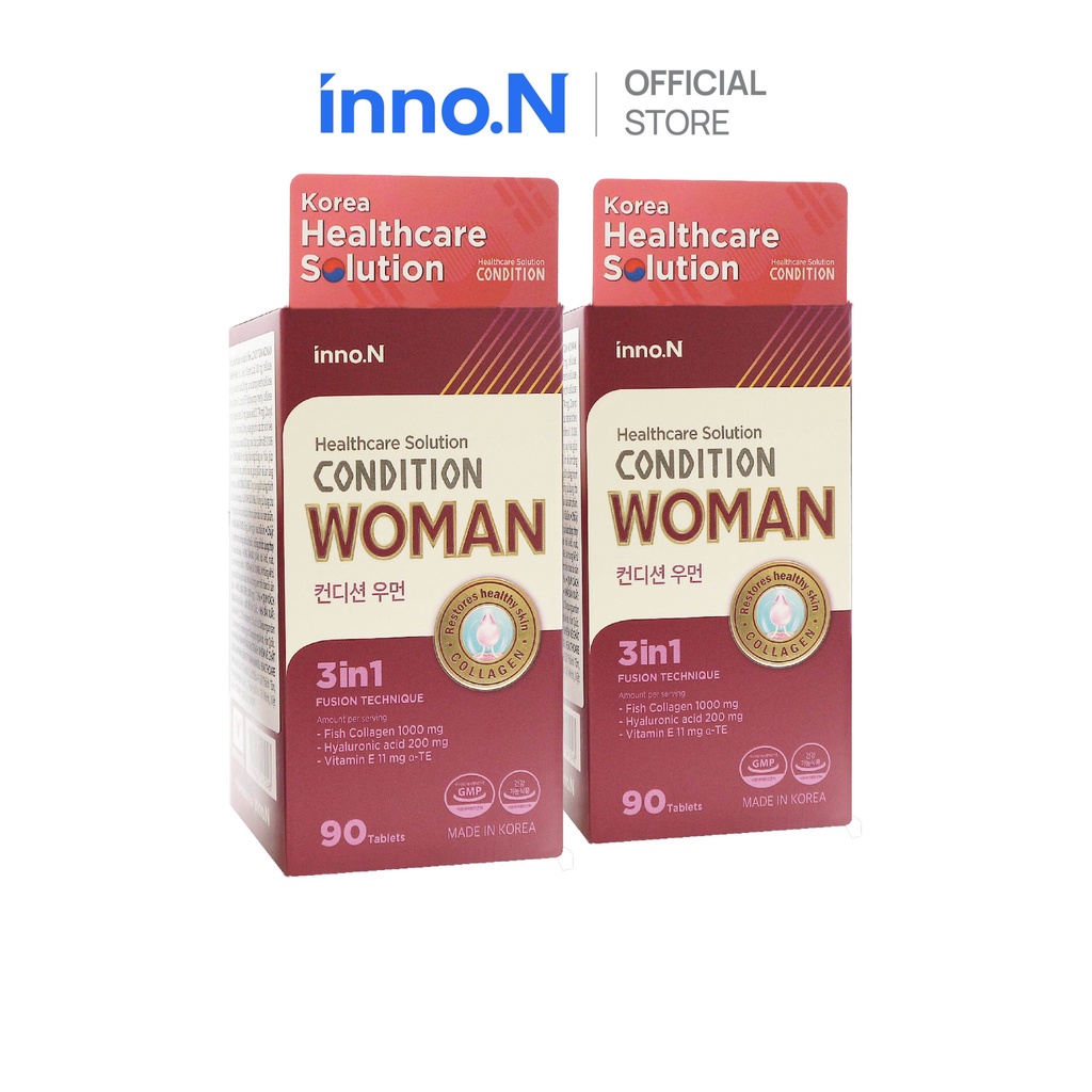 2 hộp viên uống collagen và cấp ẩm Condition Woman hỗ trợ làm tăng vẻ đẹp làn da - Hộp 90 Viên