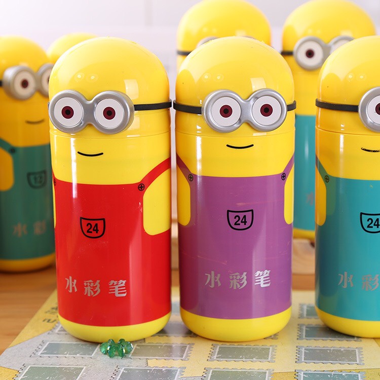 Hộp bút màu dạ 12-18-24-36 màu, bút lông tô màu hình minion đáng yêu