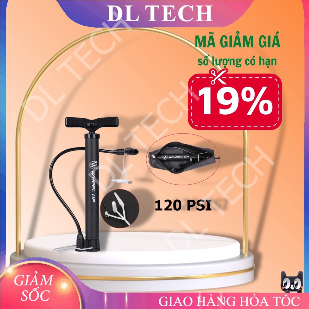 Bơm xe đạp xe máy bóng bay W3235 có đồng hồ bơm khỏe nhanh đầy hơi áp suất cao 120 psi tiện dụng DL TECH