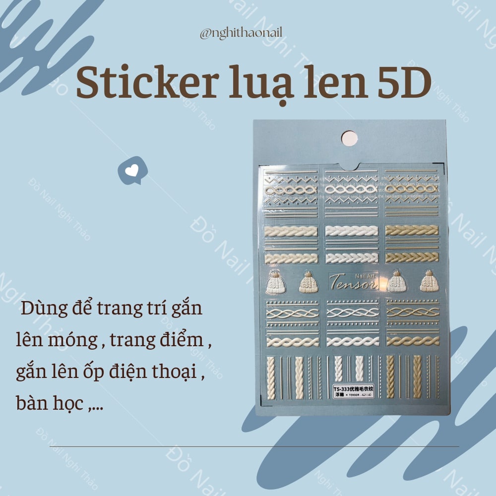 Sticker nail lụa len 5D