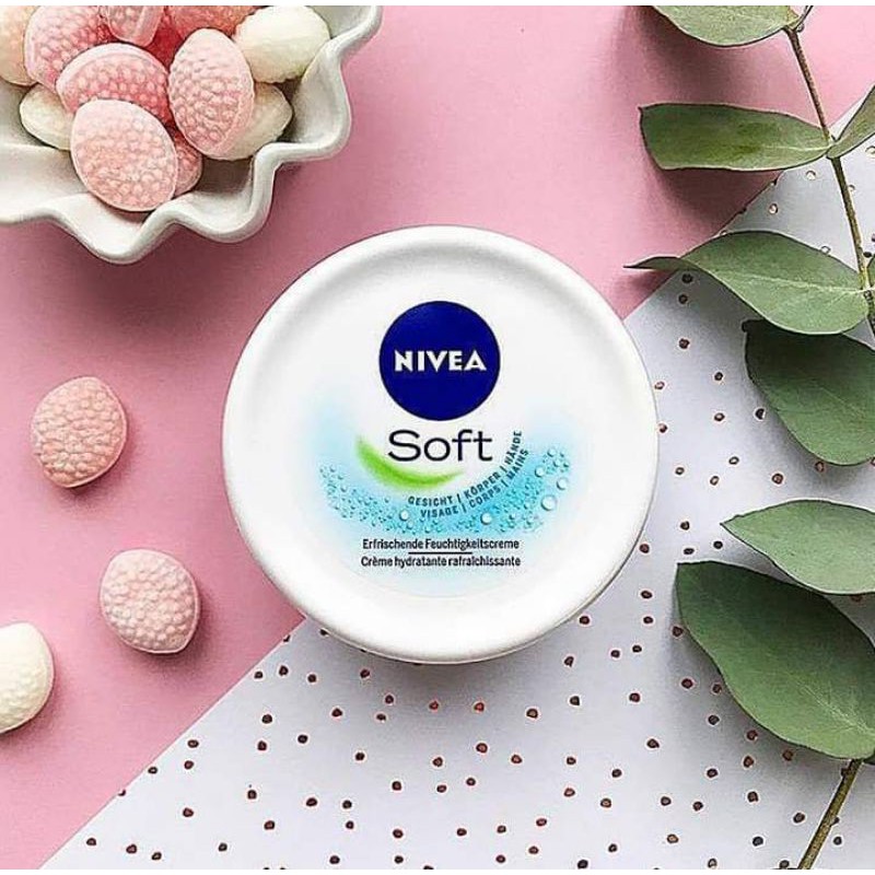 Kem dưỡng ẩm Nivea Soft 50ml dùng cho da mặt, da dầu, da tay, da mụn - Hàng Đức chính hãng
