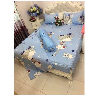 Bộ 4 món drap + áo gối cotton poly hàn quốc