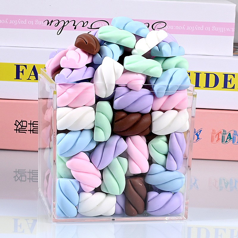 Charm (C234) slime/ Dụng Cụ Trang trí [Ko Keo &amp; Nút] Hình Viên Kẹo Marshmallow - Giá 1 cái