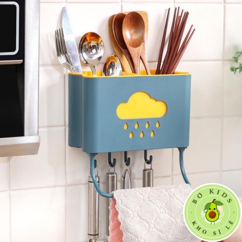 Kệ Để Đồ Nhà Bếp Dán Tường Hình Đám Mây - Giỏ Đựng Đũa Dán tường