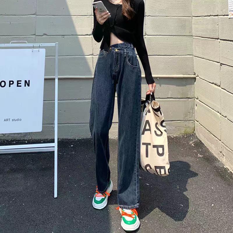 Quần jean lưng cao ống rộng thời trang xuân thu nữ tính