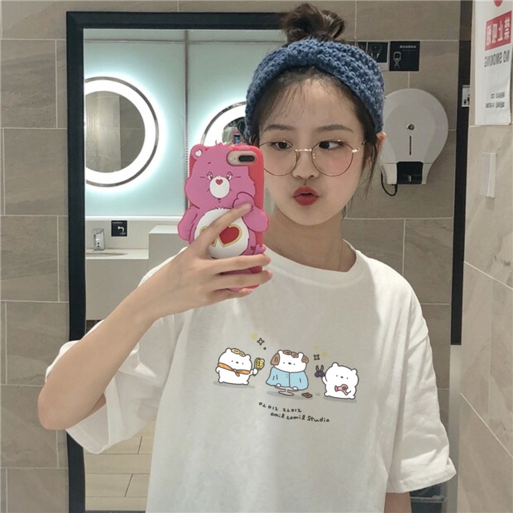 Áo thun tay lỡ  3 GẤU CẮT TÓC  phông Unisex nam nữ tee oversize form rộng pull Ulzzang Streetwear Hàn Quốc vải mềm