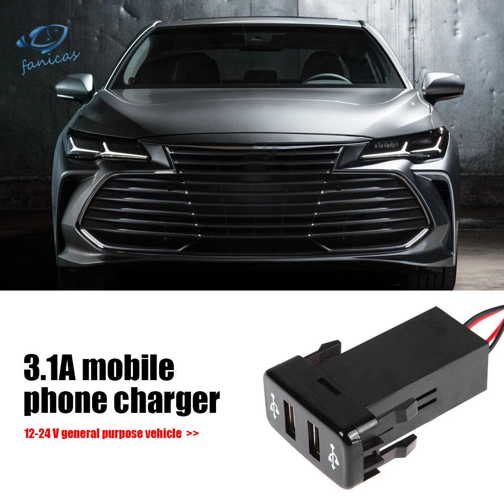Đầu Sạc USB Kép 3.1A Tích Hợp Đèn LED Xanh Dương Cho Toyota Vigo
