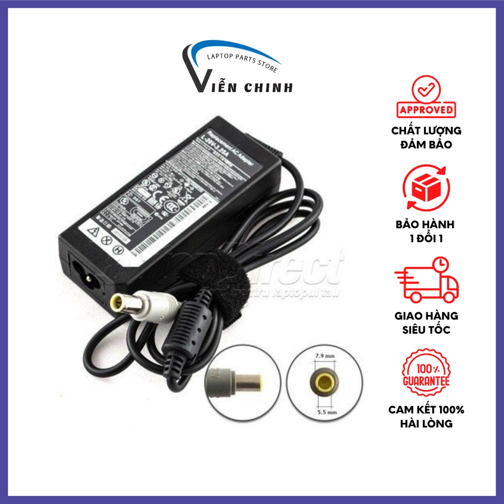 Sạc laptop Lenovo Thinkpad 20v-3.25a/4.5a - Zin bảo hành 12th, tặng kèm dây nguồn - Dây sạc laptop Lenovo T400 T410 T420