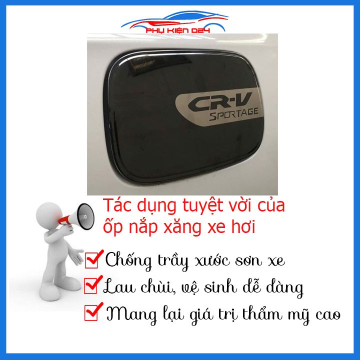 Ốp nắp bình xăng CRV 2018-2019-2020-2021-2023 vân titan chống trầy trang trí ô tô