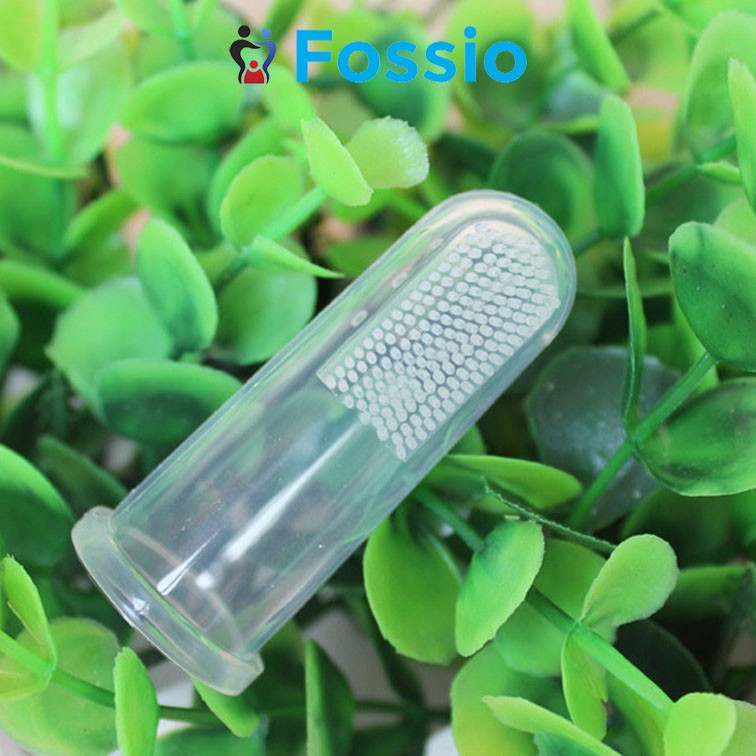 Bàn chải silicon xỏ ngón cho bé, tưa lưỡi làm sạch miệng cho bé từ 0 - 2 tuổi - FOSSIO