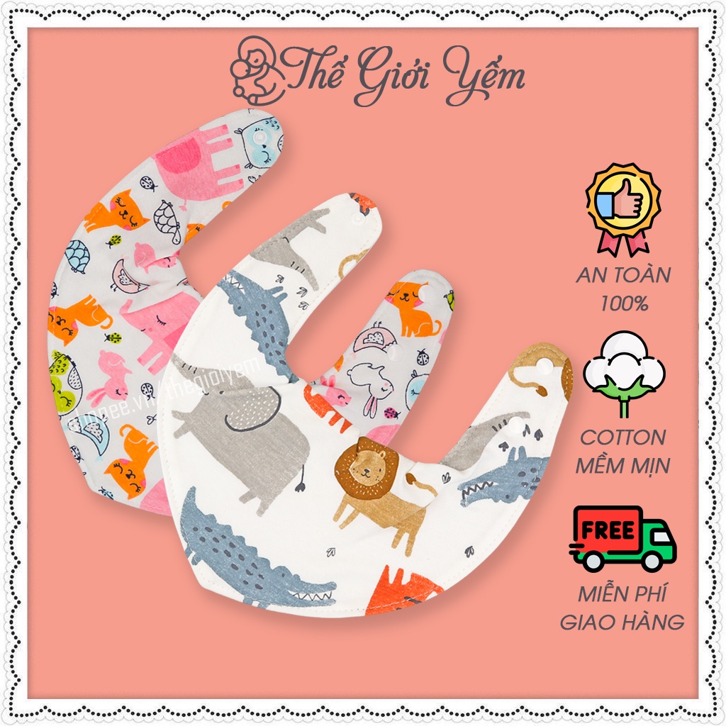 Khăn yếm quàng cổ cho bé trai bé gái cotton mềm mại 2 lớp form ôm cổ thời trang xinh yêu ăn dặm YBT001 THẾ GIỚI YẾM
