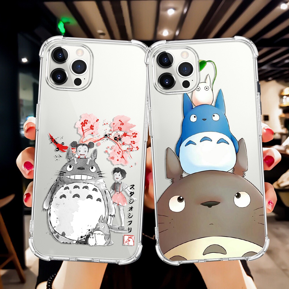 Ốp Điện Thoại Mềm Trong Suốt Chống Sốc In Hình Totoro Cho iPhone X XS Max XR 12 / 13 Mini 7 6 Plus SE 2020