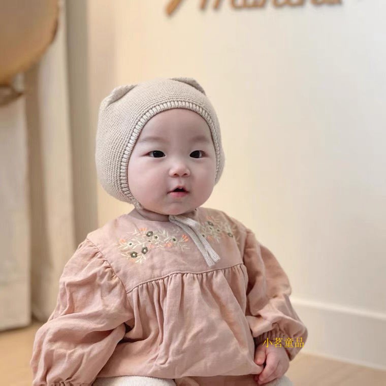 🅷.🄴🅅🄰🄽 [Vòng đầu 40-48cm] Nón len thú trùm kín tai giữ ấm cho bé, chất len đanh có độ dầy vừa, 3 tông màu đất ấm áp.