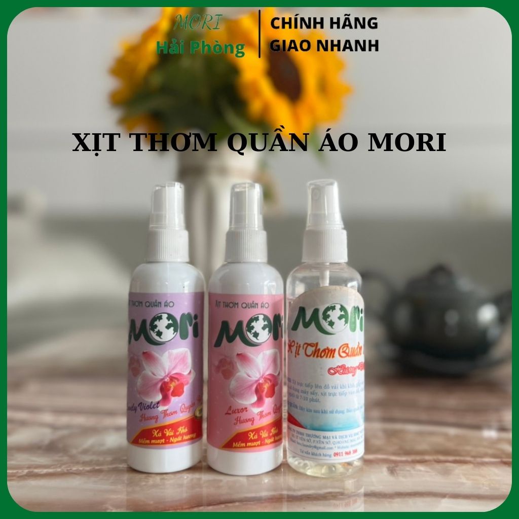 Xịt thơm quần áo MORI, chuyên dụng dành cho tiệm giặt là, hương Comfor/lovely/luxor, dung tích 100ml