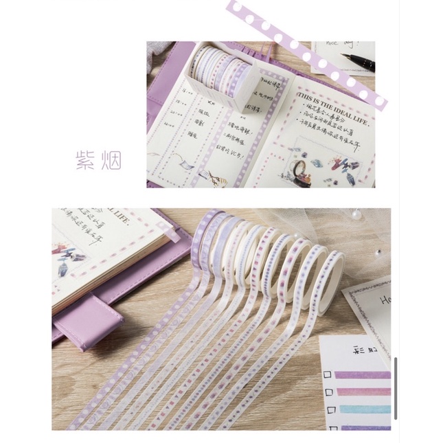 Set 10 Cuộn Washi Tape Băng Keo Trang Trí Sổ