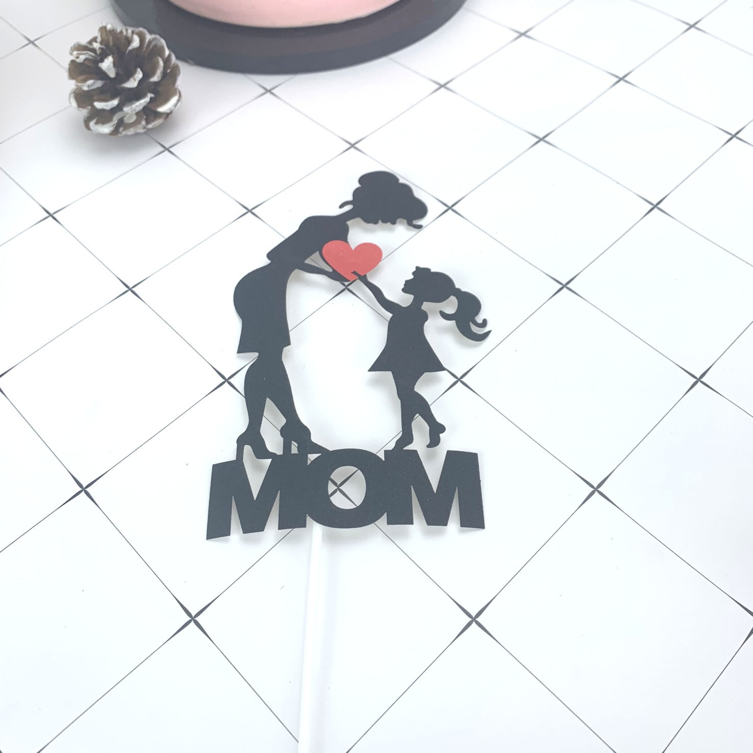 1 Set Que Chữ "I Love Mom" Gắn Trang Trí Bánh Kem