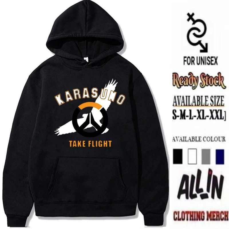 Áo Hoodie In Hình Nhân Vật Anime Karasuno Take Flight Cao Cấp Đen