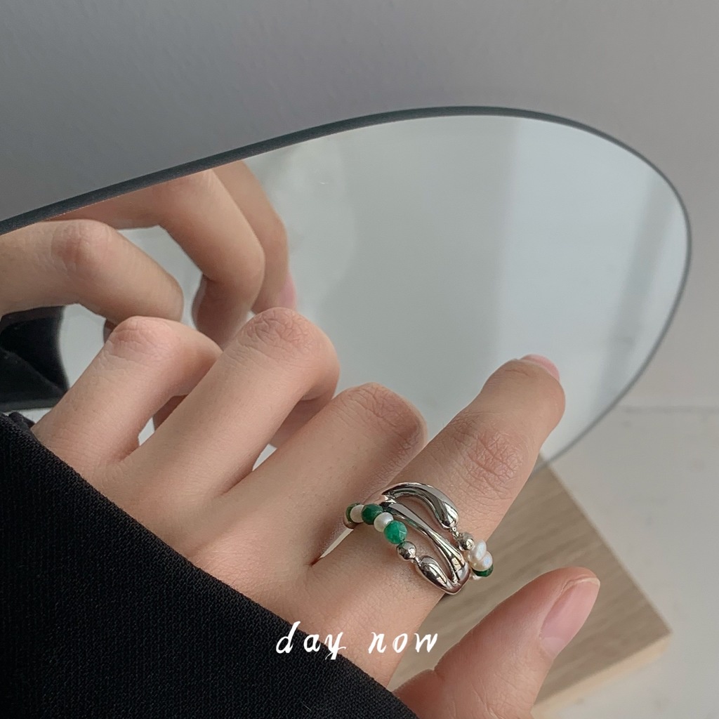 Nhẫn Hở Nhiều Lớp Đính Ngọc Trai Đơn Giản Thời Trang Phong Cách Hàn Quốc Cho Nữ