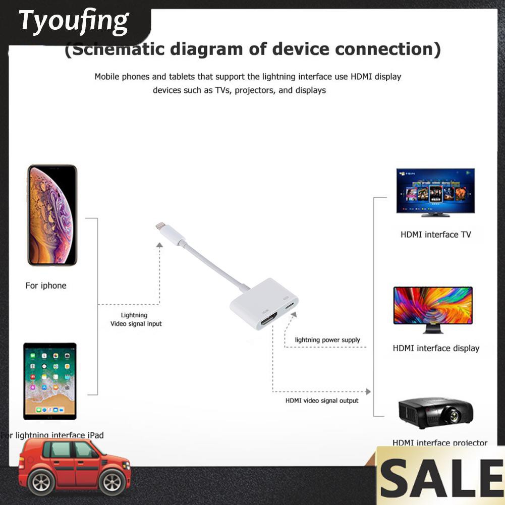 Bộ Chuyển Đổi Hdmi-Compatible Vga Cho Iphone 8 Pin Sang 1080p