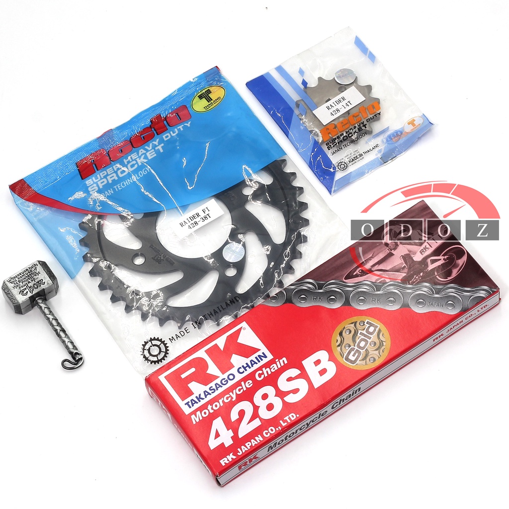 [NSD Raider / Satria] - Nhông dĩa Recto và sên vàng RK 428SB (9 ly) dành cho xe Suzuki Raider / Satr