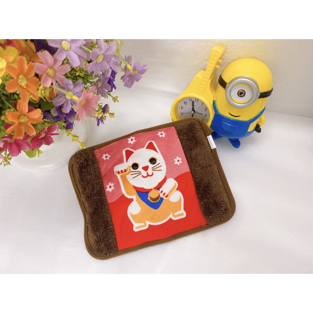 túi sưởi cắm điện sưởi ấm tay chân chườm nóng sạc điện tự ngắt an toàn hoạt hình cute lông nâu mịn hàng xịn Deme
