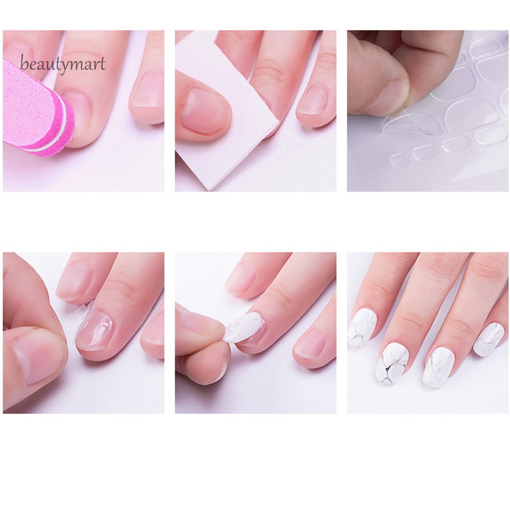 [Hàng mới về] Tấm 24 miếng băng keo 2 mặt trong suốt dán móng tay giả tiện dụng