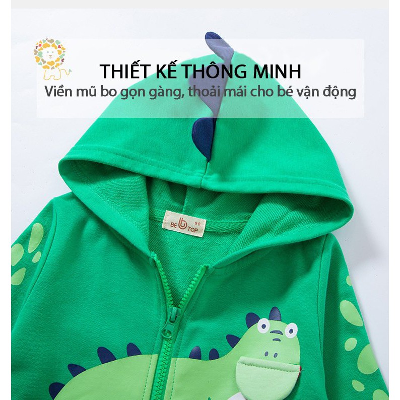 Áo khoác Hoodie cho bé BETOP áo nỉ có mũ họa tiết đáng yêu chất cotton hàng xuất khẩu 2022