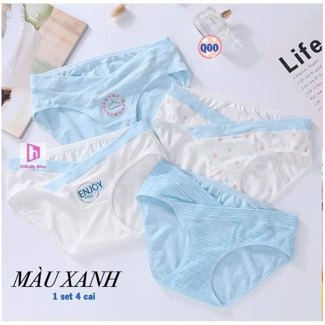 Quần lót Bầu cạp chéo cotton kháng khuẩn, co giãn đàn hồi, có size cho mẹ bầu từ 43-85kg - 𝐐𝐋𝟎𝟒