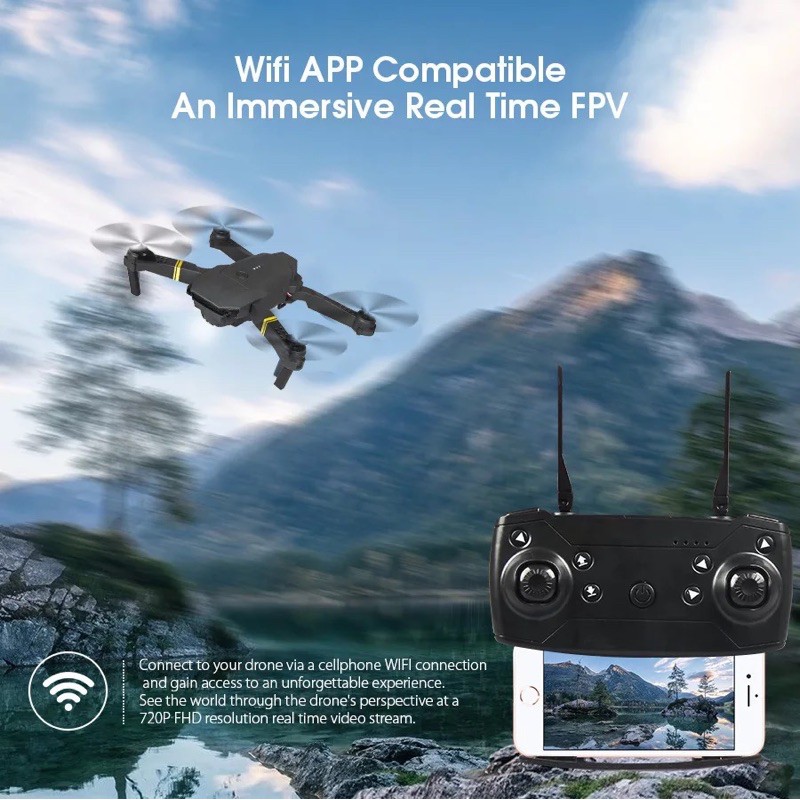Flycam E58 wifi, camera 4K, tặng túi đựng ( có thể độ lên pin 1200mah)