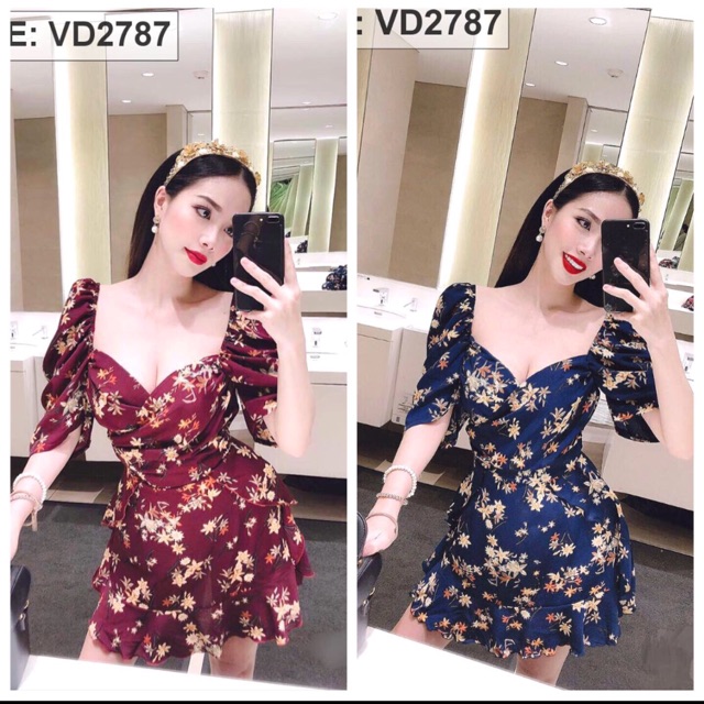 Váy hoa tay bèo jumpsuit cúp ngực (100% hình sang tự chụp ạ )