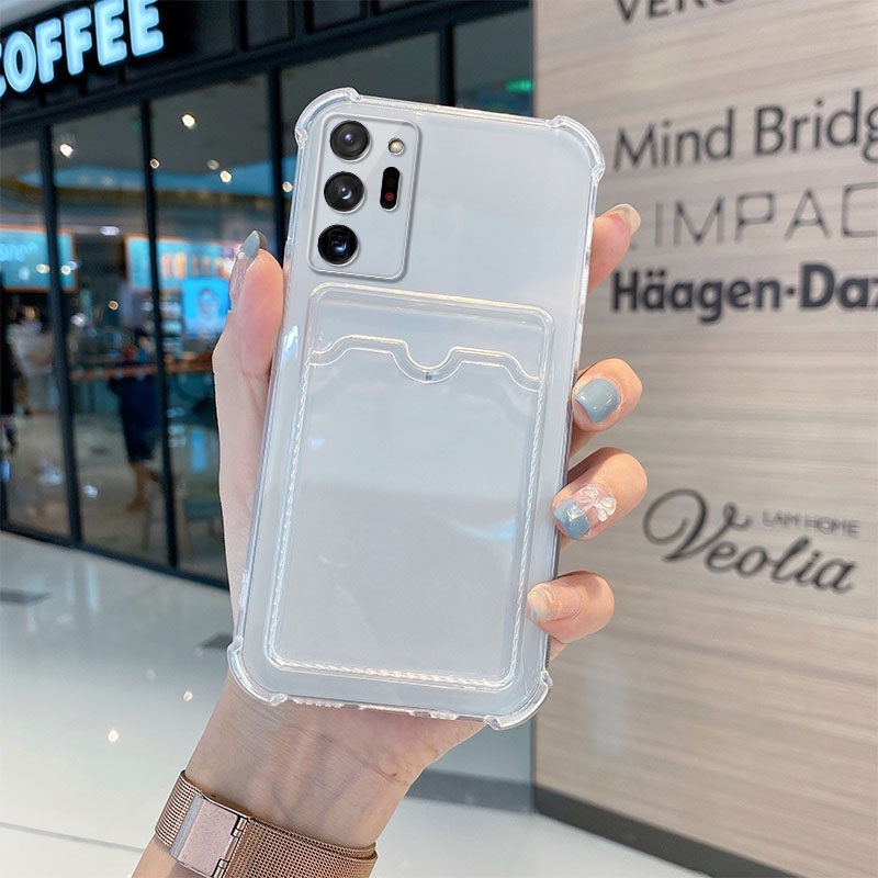 Ốp điện thoại mềm trong suốt có ngăn giữ thẻ cho Samsung Galaxy A02S A10S A12 A32 A22 A42 A52 A72 A82