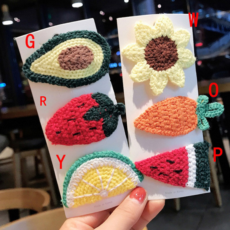 Kẹp Tóc Len Hình Trái Cây Xinh Xắn Kiểu Hàn Quốc Cho Nữ