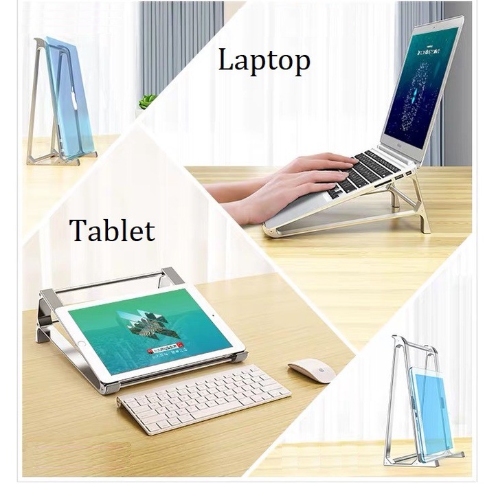 Giá Đỡ Laptop Macbook Máy Tính Bảng iPad Galaxy Tab Nhôm 2 in 1 kê tản nhiệt kiêm đế dựng surface chính hãng P5
