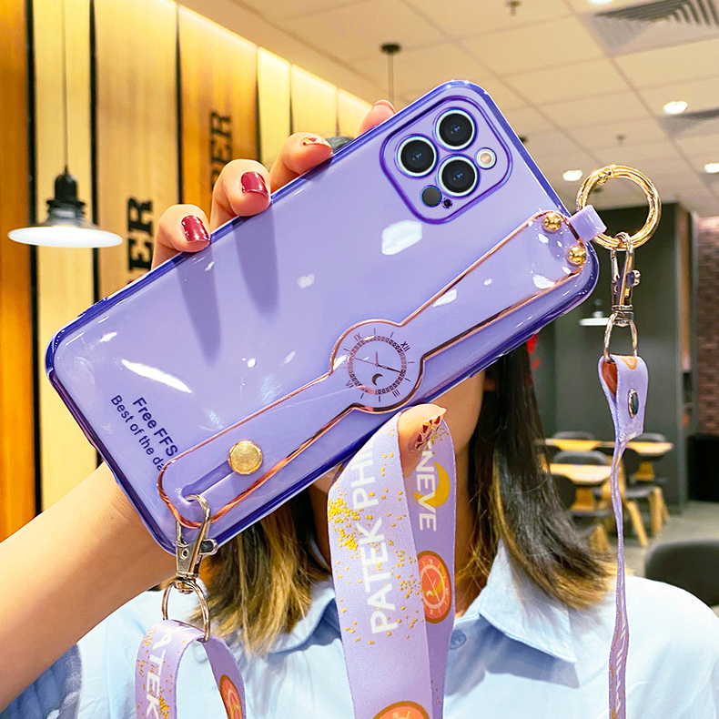 Ốp điện thoại TPU mềm có dây đeo cho IPhone 12 Pro Max XR 7 8 6 6S Plus 12 Mini SE 2020 11 Pro Max X XS Max Luxury Soft TPU Wrist Strap Holder Phone Case With Free Lanyard