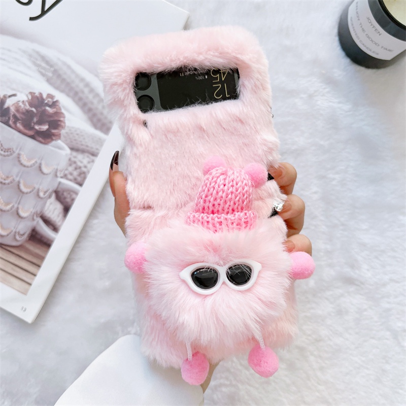 Ốp Điện Thoại Lông Thỏ Xù Mềm Mại Gấp Gọn Cho Samsung Galaxy Z flip 3 4 5g