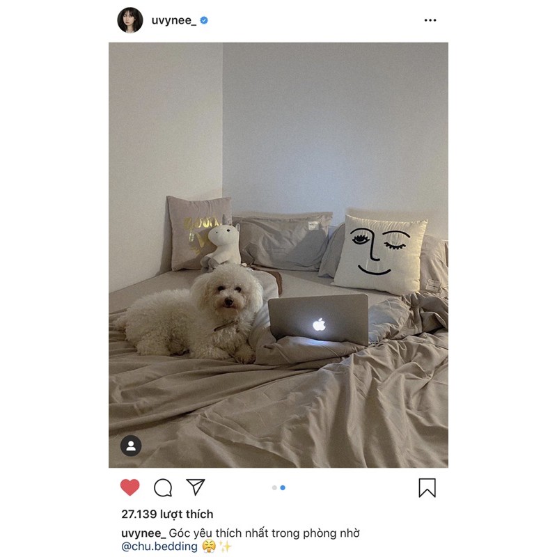 Set chăn ga gối Cotton đũi: màu beige