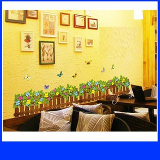 (HCM) Decal dán tường chân tường hàng rào nâu- decalhcm