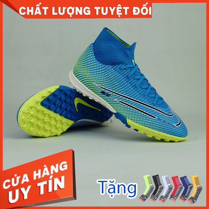 Giày Bóng Đá Mercurial Cổ Cao TF - Đã khâu đế - Tặng kèm tất chống trơn