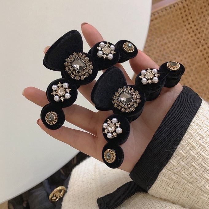 (0508) Cặp Tóc Hàn Quốc Nhung Đính Đá Ngọc