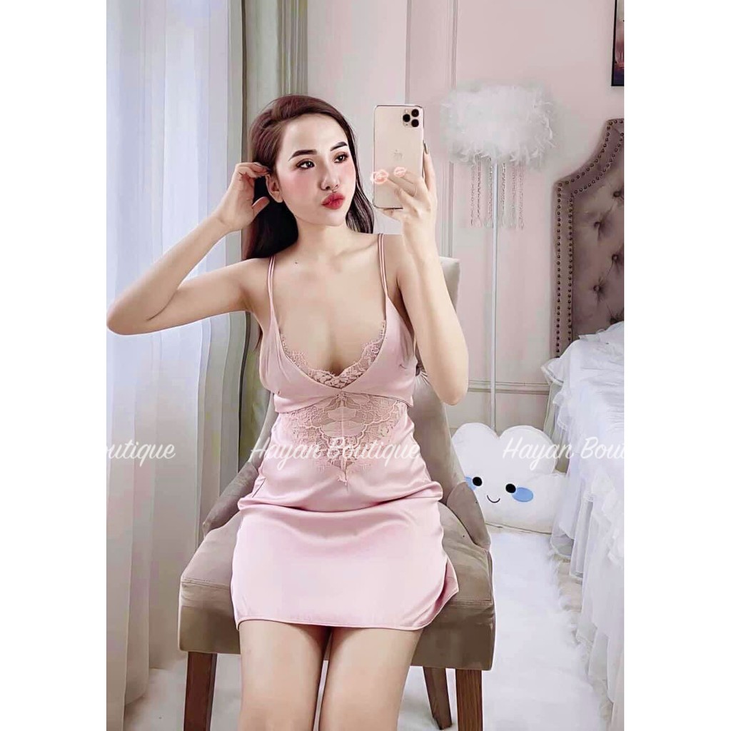 Váy ngủ sexy lụa đan dây lót ngực hai lớp siêu đẹp, đầm ngủ quyến rũ QUẢNG CHÂU #HT20