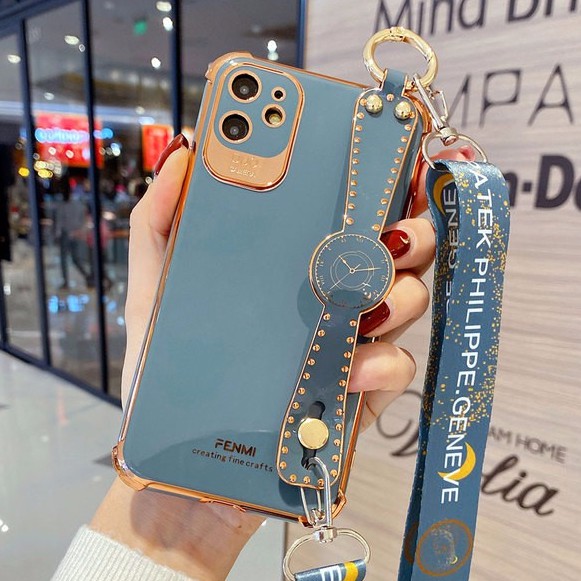 Ốp điện thoại mềm có dây đeo tay sang trọng thích hợp cho Iphone 12 Mini 11 Pro Max X Xs Xr Max 6 7 8+