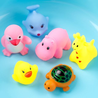 Đồ chơi nhà tắm hình con vật thả bồn tắm có còi kêu cho bé (túi 5 con)